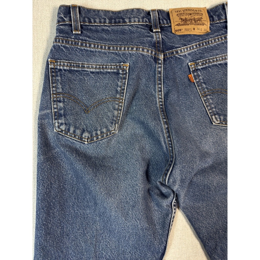 Vintage 90s Levis 505 Orange Tab Jeans Mens 34x30 (Fits 33x26.5) USA Made Faded - Picture 14 of 16